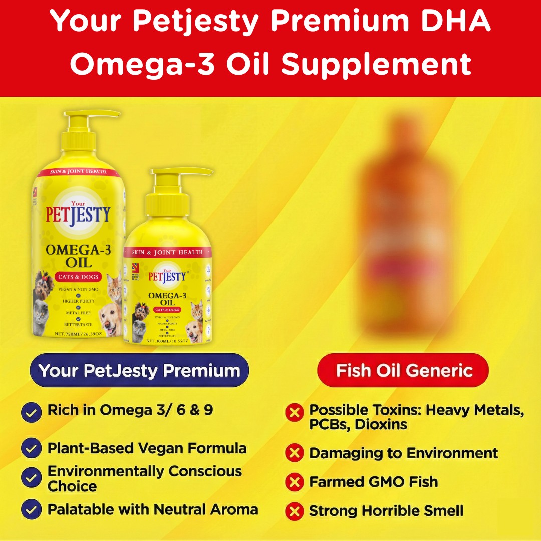 PetJesty Premium: Vegan Omega 3, 6 & 9 Algae Oil for Cats and Dogs