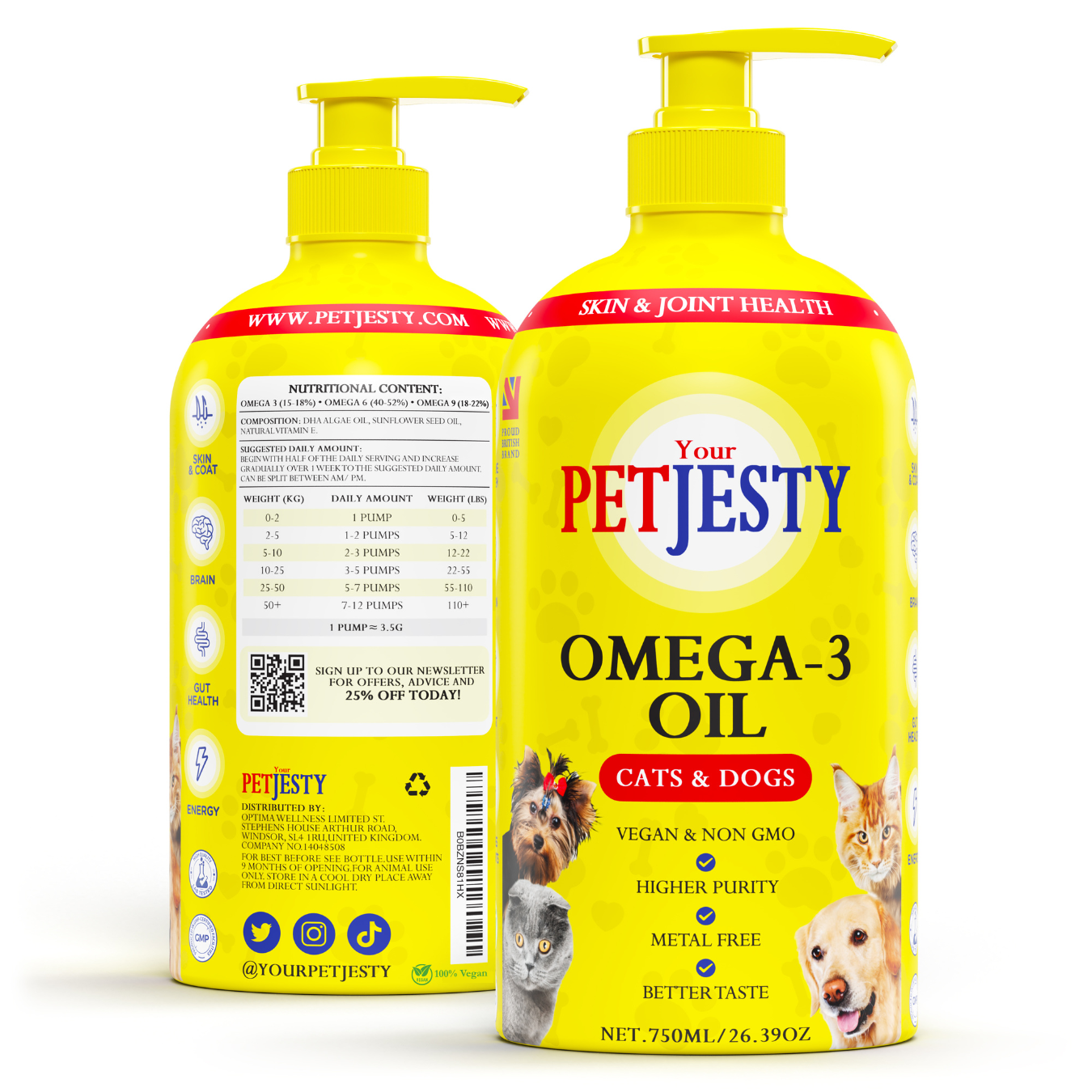 PetJesty Premium: Vegan Omega 3, 6 & 9 Algae Oil for Cats and Dogs